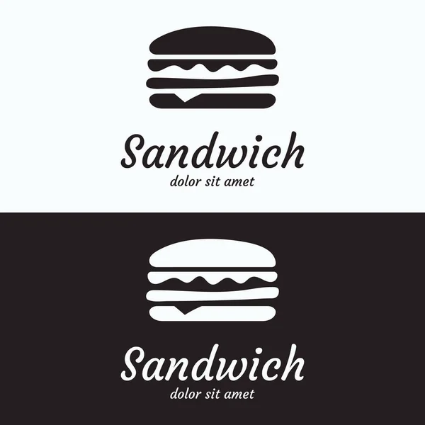 シンプルなコンセプトのサンドイッチロゴアイコン サンドイッチやレストランのエンブレムに最適 — ストックベクタ