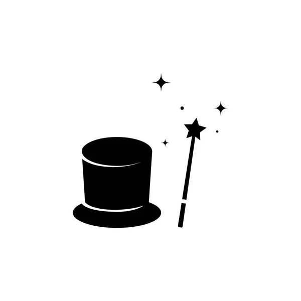 Magician Hat Wand Logo Vector Design — Vetor de Stock