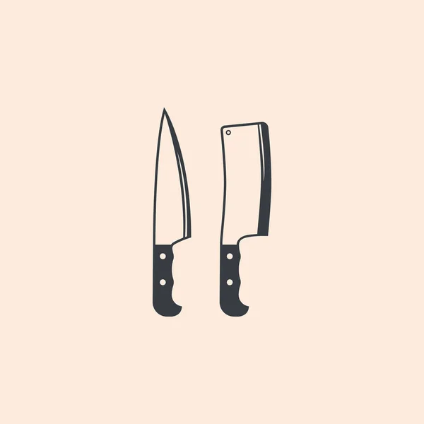 Butcher Knife Vintage Logotypen Logotypmall För Affärsändamål Knivaffär Slaktarknivsbutik Etikett — Stock vektor
