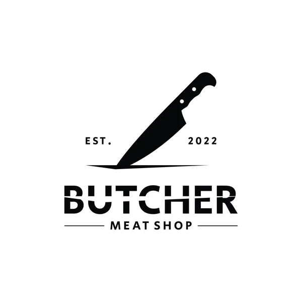 Винтажный Логотип Мясника Ножа Логотип Шаблон Бизнес Целей Нож Магазин — стоковый вектор