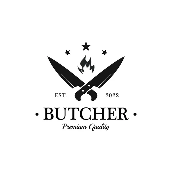 Kasap Bıçağı Vintage Logosu. İş Amaçlarının Logo Şablonu, Bıçak Dükkanı, Kasap Bıçak Dükkanı, Etiket, Etiket, Etiket, Sancak, vs..
