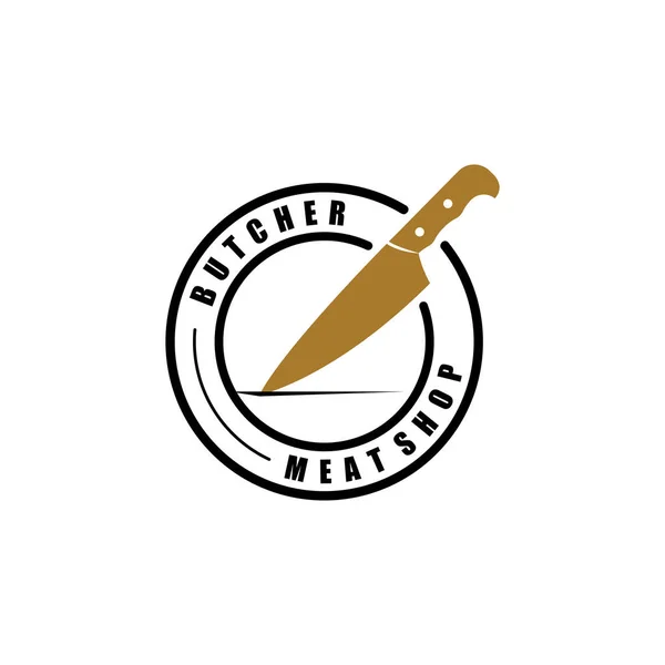 Винтажный Логотип Мясника Ножа Логотип Шаблон Бизнес Целей Нож Магазин — стоковый вектор
