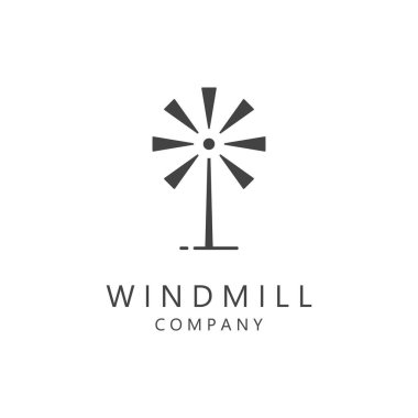 Windmill Logo Simgesi Vektör İllüstrasyonu. Tarım Sembolü veya Amblemi.