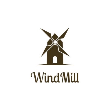 Windmill Logo Simgesi Vektör İllüstrasyonu. Tarım Sembolü veya Amblemi.