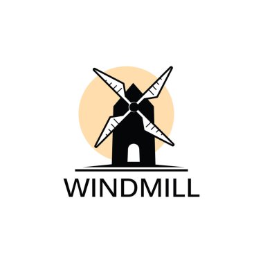 Windmill Logo Simgesi Vektör İllüstrasyonu. Tarım Sembolü veya Amblemi.