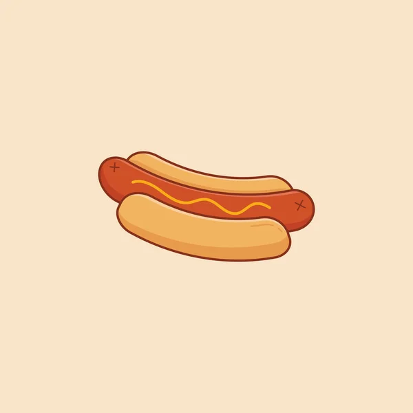 Hot Dog Logo Design Minimaliste Icône Fast Food Pour Restaurant — Image vectorielle