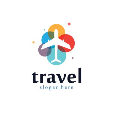Vector Illustration Seyahat Logosu Tasarımı. Uçak veya Seyahat Ajansı Logo Simgesi.