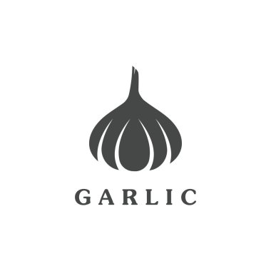 Sarımsak Düz Tasarım Çizim Vektörü. Organik Gıda simgesi.