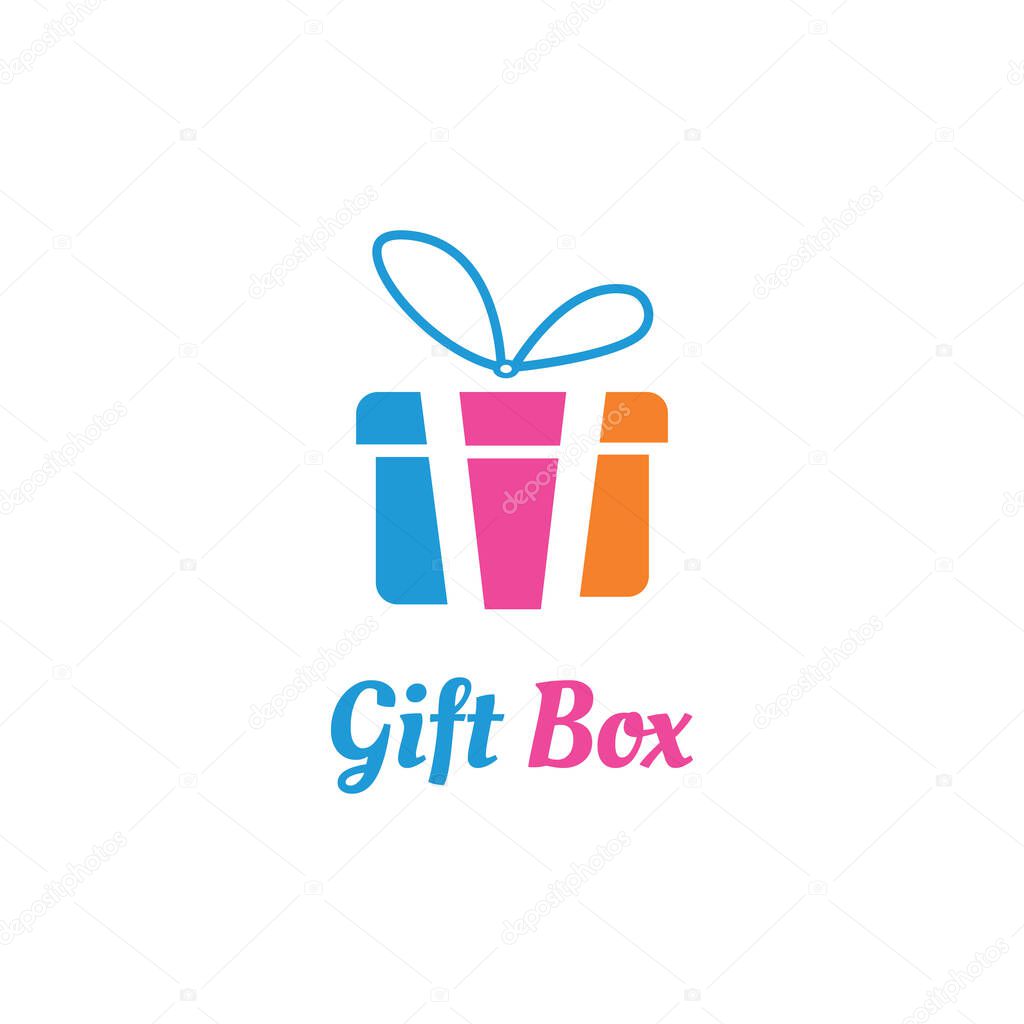 Gift Box Icon Simple Design Isolated on White Background.