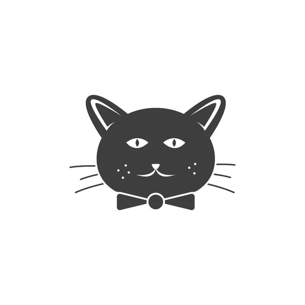 Симпатичный Силуэт Cat Face Векторная Икона — стоковый вектор