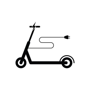 Elektrikli Scooter Minimalist Tasarım Vektör İllüstrasyonu Beyaz Arkaplanda İzole Edildi.