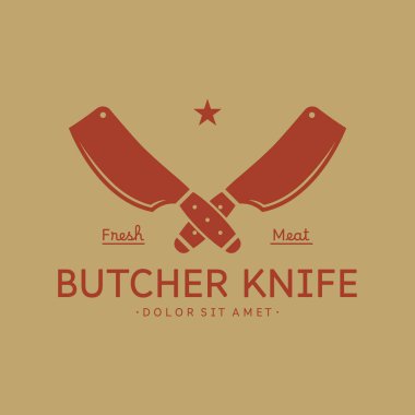 Kasap Bıçağı Vintage Logosu. İş Amaçlarının Logo Şablonu, Bıçak Dükkanı, Kasap Bıçak Dükkanı, Etiket, Etiket, Etiket, Sancak, vs..