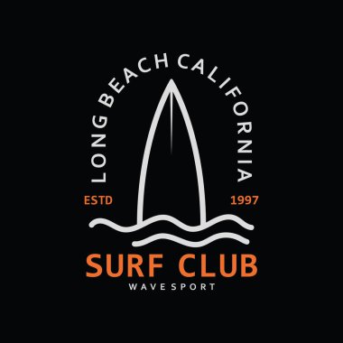 Sörf logosu simgesi. Sörf tahtası Vintage Logo Şablonu.