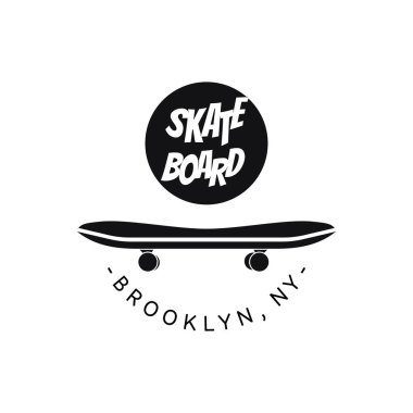 Beyaz Arkaplanda Minimalist Kavramlı Kaykay Logosu Düz Tasarımı.