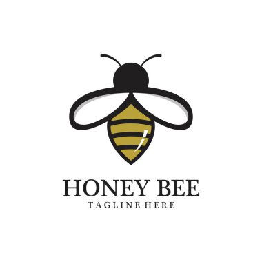 El Çizimi Bal Arısı Logo Simgesi Vektör İllüstrasyonlu.