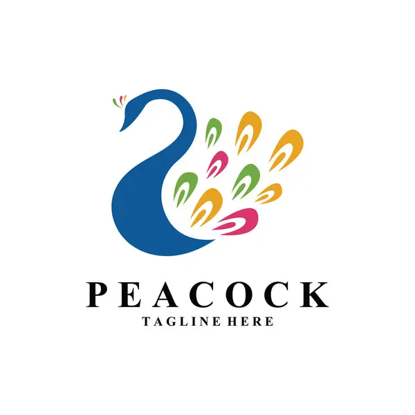 Vector Illustration Peacock Siluet Tasarımı. Tavuskuşu veya Kümes hayvanları Logosu Simgesi.