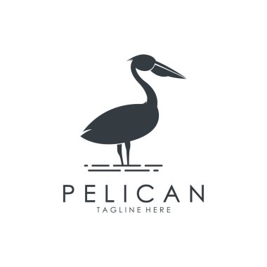 Yaratıcı Pelikan Logo Tasarımı. Pelikan Kuş Simgesi Vektör İllüstrasyonu.