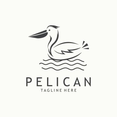 Yaratıcı Pelikan Logo Tasarımı. Pelikan Kuş Simgesi Vektör İllüstrasyonu.