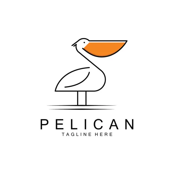 Yaratıcı Pelikan Logo Tasarımı. Pelikan Kuş Simgesi Vektör İllüstrasyonu.