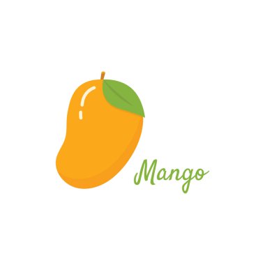 Mango Meyve Vektörü İllüstrasyon Logosu. Düz Konseptte Mango Simgesi.