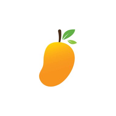 Mango Meyve Vektörü İllüstrasyon Logosu. Düz Konseptte Mango Simgesi.