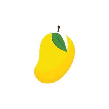 Mango Meyve Vektörü İllüstrasyon Logosu. Düz Konseptte Mango Simgesi.