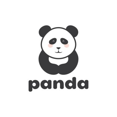 Vektör Şirin Panda Silueti Logo Yaratıcı Tasarımı.