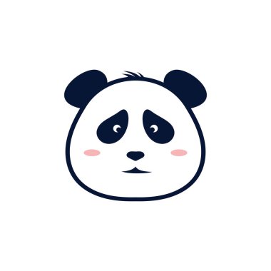 Vektör Şirin Panda Silueti Logo Yaratıcı Tasarımı.