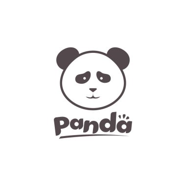 Vektör Şirin Panda Silueti Logo Yaratıcı Tasarımı.