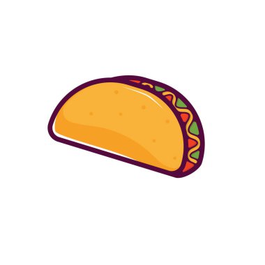Modern Konseptli El Çizimi Taco Logosu. Meksika Mutfak Simgesi.
