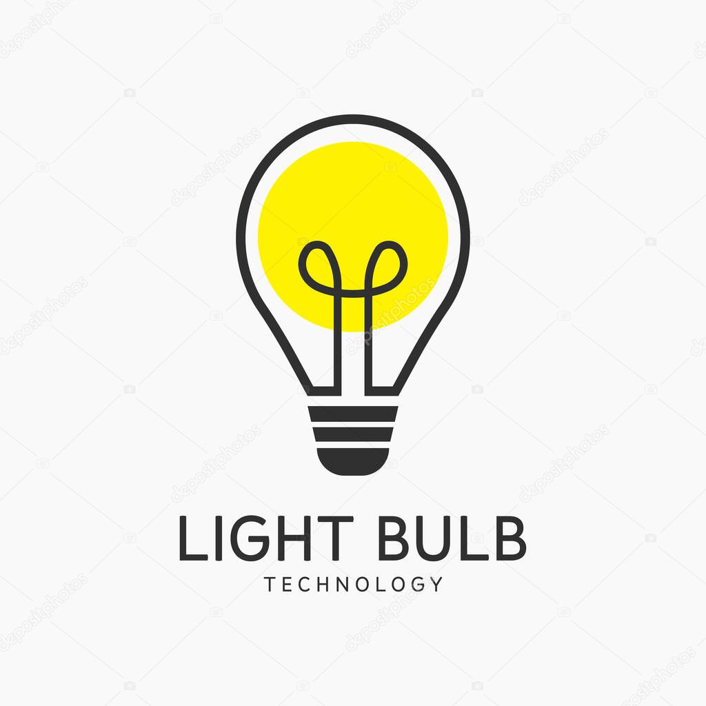 Light Bulb Logo Silhouette Design. Lamp Light Icon or Thinking Concept.