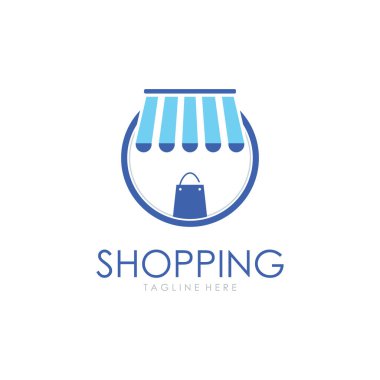 Vector Çevrimiçi Mağaza Resim Tasarımı. Çevrimiçi Dükkan Logosu Simgesi.