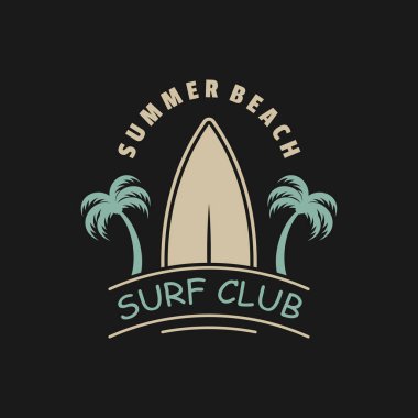Sörf logosu simgesi. Sörf tahtası Vintage Logo Şablonu.
