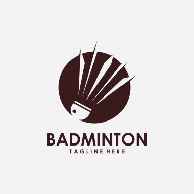 Vektör Badminton Logo Simgesi. Minimalist Shuttlecock Çizim Tasarımı.