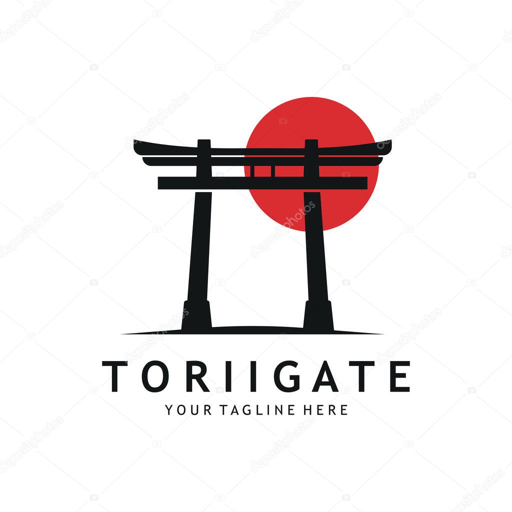 Japanese torii gate logo design vector illustration