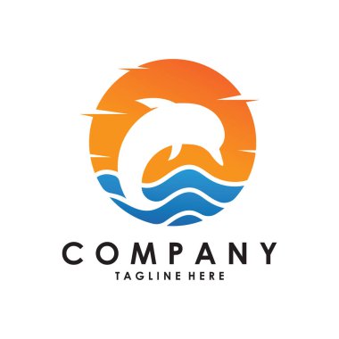 Vektör Yunus Logosu Yaratıcı Tasarımı. Basit ve Sevimli Yunus Simgesi.