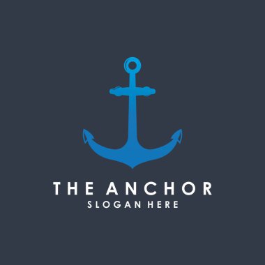 Minimalist Gemi Anchor Siluet Tasarımı. Denizcilik Gemisi Anchor Logo Simgesi.