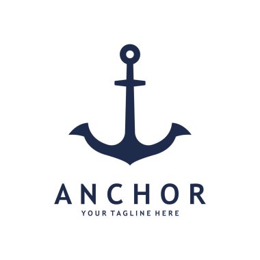 Minimalist Gemi Anchor Siluet Tasarımı. Denizcilik Gemisi Anchor Logo Simgesi.
