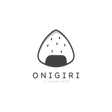 Japon Gıda Düzlüğü ve Basit Tasarım. Onigiri Logo Simgesi.
