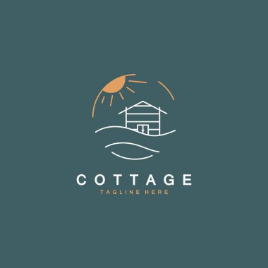 El Çizimi Basit Kulübe Logo Vektörü İllüstrasyonu.