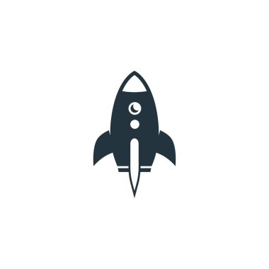 Roketin Basit İllüstrasyonu. Düz Biçimli Roket Logosu Simgesi.
