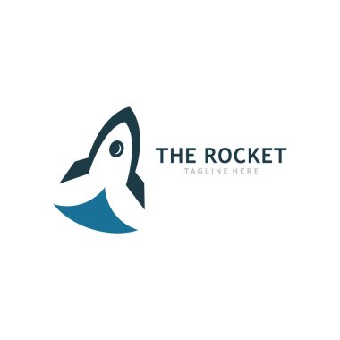 Roketin Basit İllüstrasyonu. Düz Biçimli Roket Logosu Simgesi.