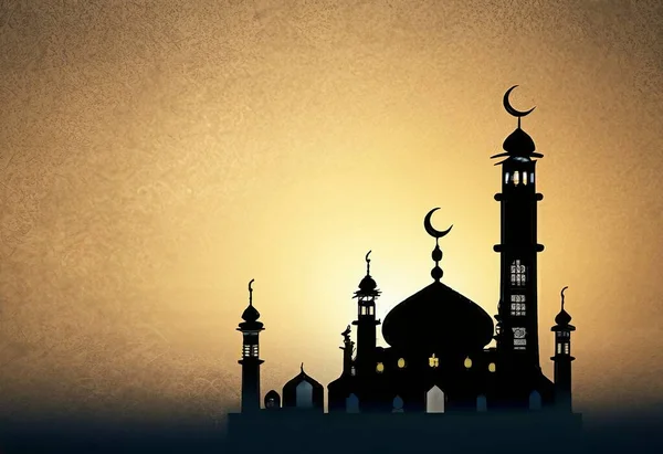斋月贾巴尔背景与清真寺和月亮 — 图库照片