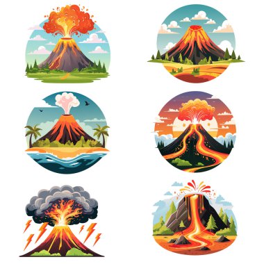 Volkan vektör klip- art koleksiyonu çizimi