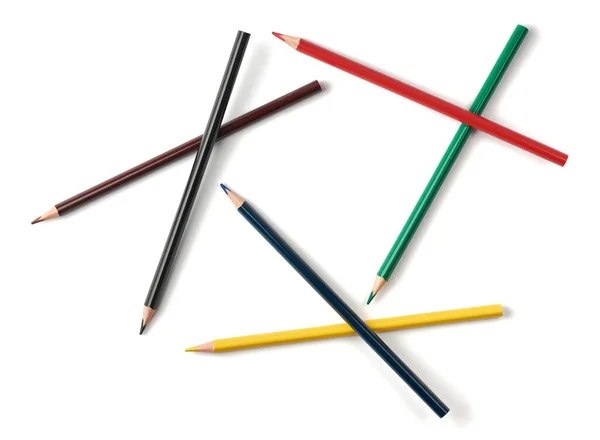 Beyaz Arkaplanda Düzenlenmiş Renkli Kalemler Soyut Arkaplan — Stok fotoğraf