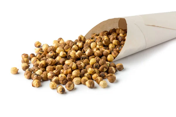Roasted Salted Black Chickpeas Scattered Paper Cone Also Known Bengal — Stock Photo, Image