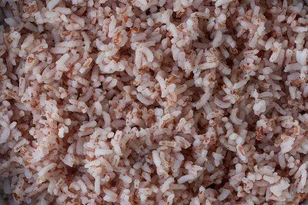 Приготовленный Вареный Цельнозерновой Коричневый Рис Полный Рамочный Фон Вид Крупным — стоковое фото