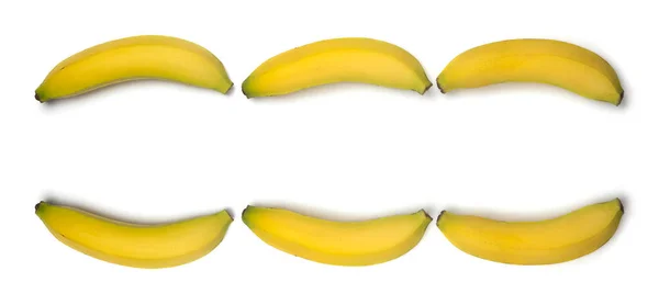 Свежий Спелый Банановый Фон Желтые Фрукты Изолированы Белом Фоне Рамка — стоковое фото