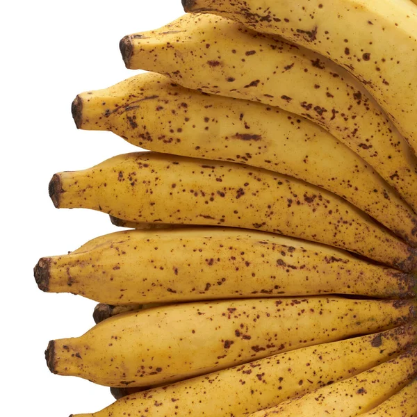 Yakın Plan Sarı Olgun Siyah Kahverengi Benekli Muz Beyaz Gıda — Stok fotoğraf