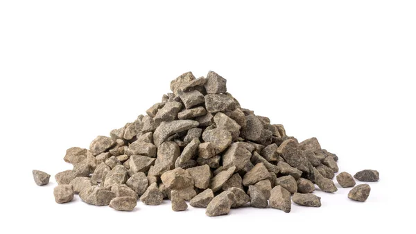 stock image pile of gravel, commercially produced crushed granite stones, small fragment of rock isolated on white background